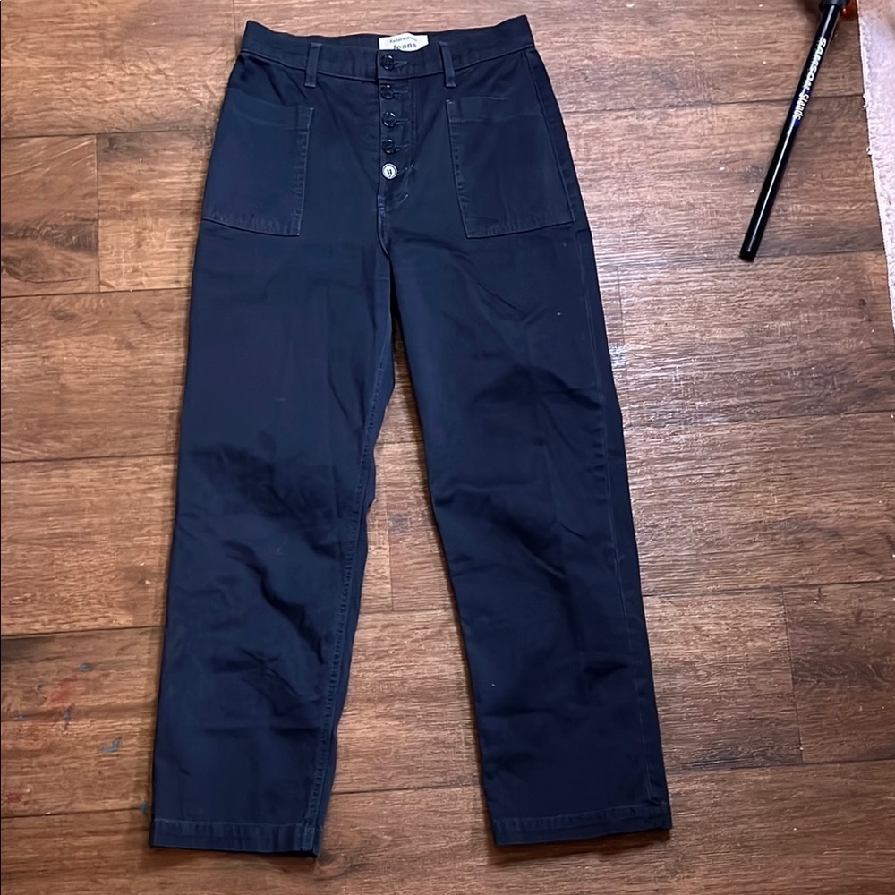Reformation black straight leg Button-Fly Pants size 28